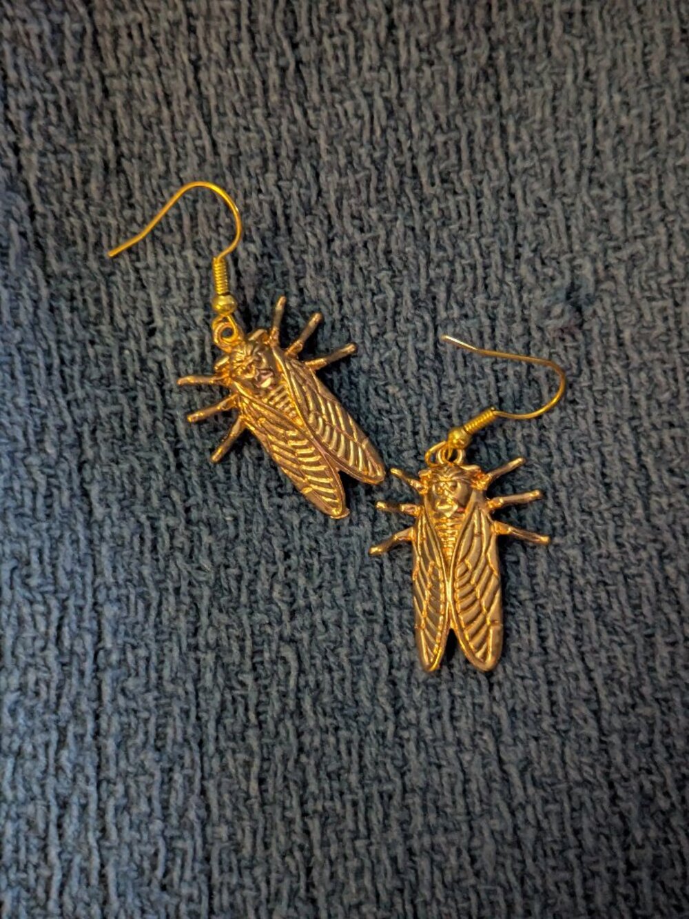 Gold Tone Cockroach Bug Earrings